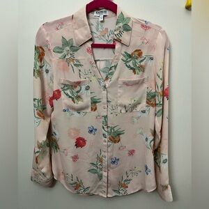 Express Floral Blouse - Soft Pink and Green